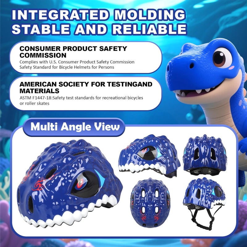 Bavilk Toddler Kids Bike Helmet,3D Dinosaur Helmets for Boys Girls Infant/Baby to Children 1/2/3/4/5/6/7/8 Years Old Lightweight Adjustable Multi-Sports Bicycle Scooter Skateboard Skating Cycling - Image 2